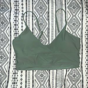 NWOT SHEIN dark green v-neck bikini swimsuit top M